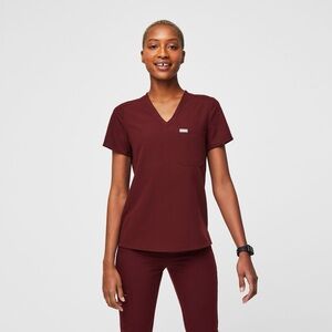 Figs Women's Burgundy Catarina One-Pocket Scrub Top